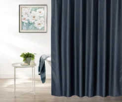 Denim Blue Embossed Waffle Shower Curtain
