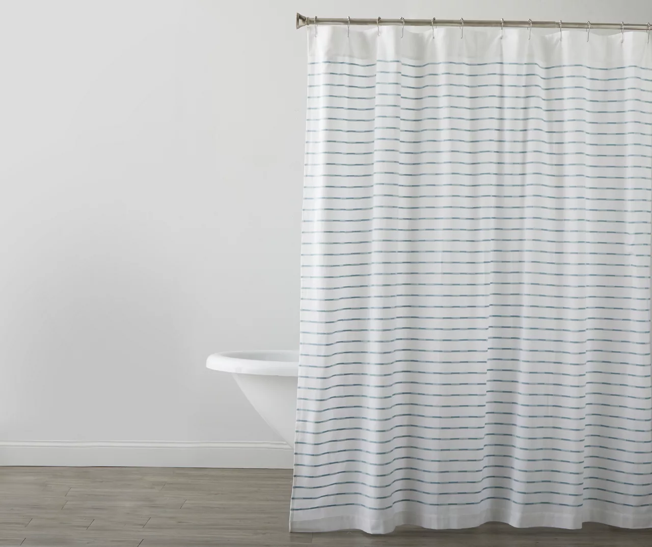Slate Stripe Fabric Shower Curtain 1 Slate Stripe Fabric Shower Curtain