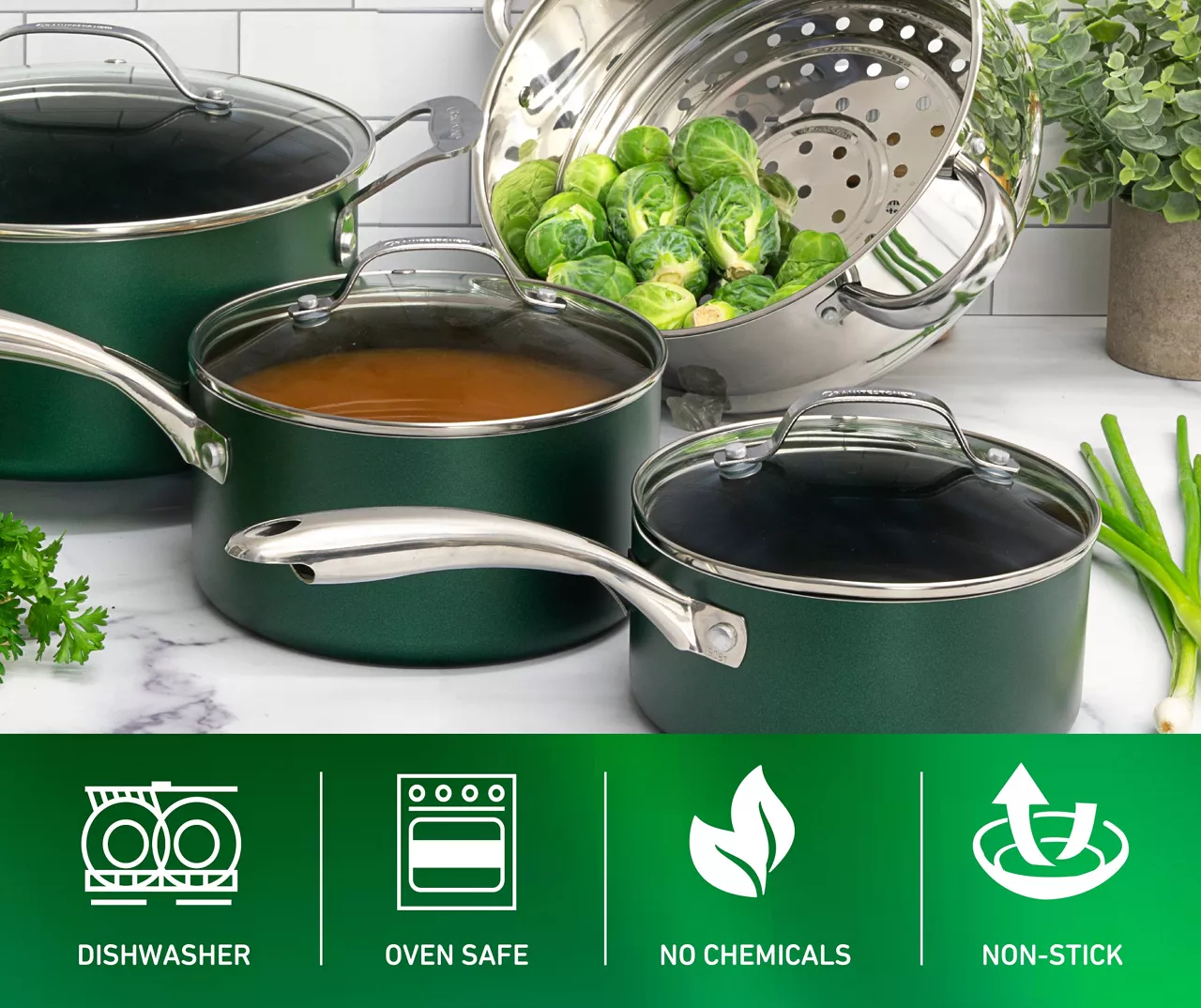 Granitestone Emerald 10-Piece Non-Stick Cookware Set 7 Granitestone Emerald 10-Piece Non-Stick Cookware Set - Image 7