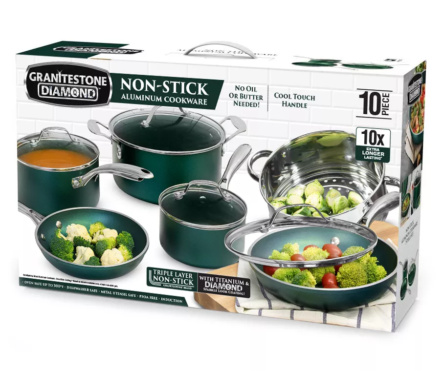 Granitestone Emerald 10-Piece Non-Stick Cookware Set 2 Granitestone Emerald 10-Piece Non-Stick Cookware Set - Image 2