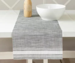 Gray Stripe-Accent Bistro Table Runner