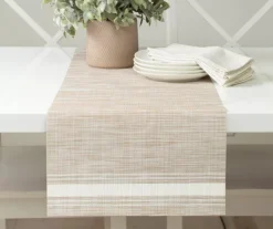 Brown Stripe-Accent Bistro Table Runner