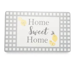 "Home Sweet Home" Light Gray Lemon Grid PVC Comfort Mat