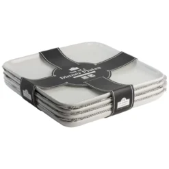 Bliss 4-Piece White Ceramic Square Dinner Plate Set