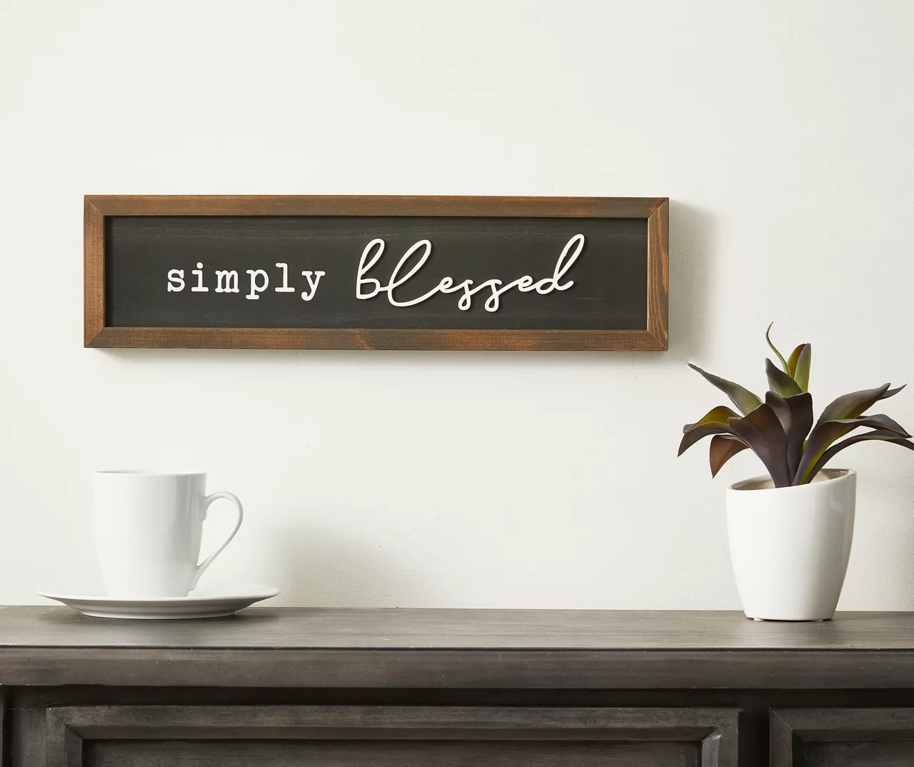 "Simply Blessed" Black & Brown Embossed Word Framed Wall Plaque 3 "Simply Blessed" Black & Brown Embossed Word Framed Wall Plaque - Image 3