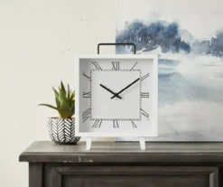 White Roman Numeral Square Tabletop Clock 5 White Roman Numeral Square Tabletop Clock -Cuisinart Store 810534612 2