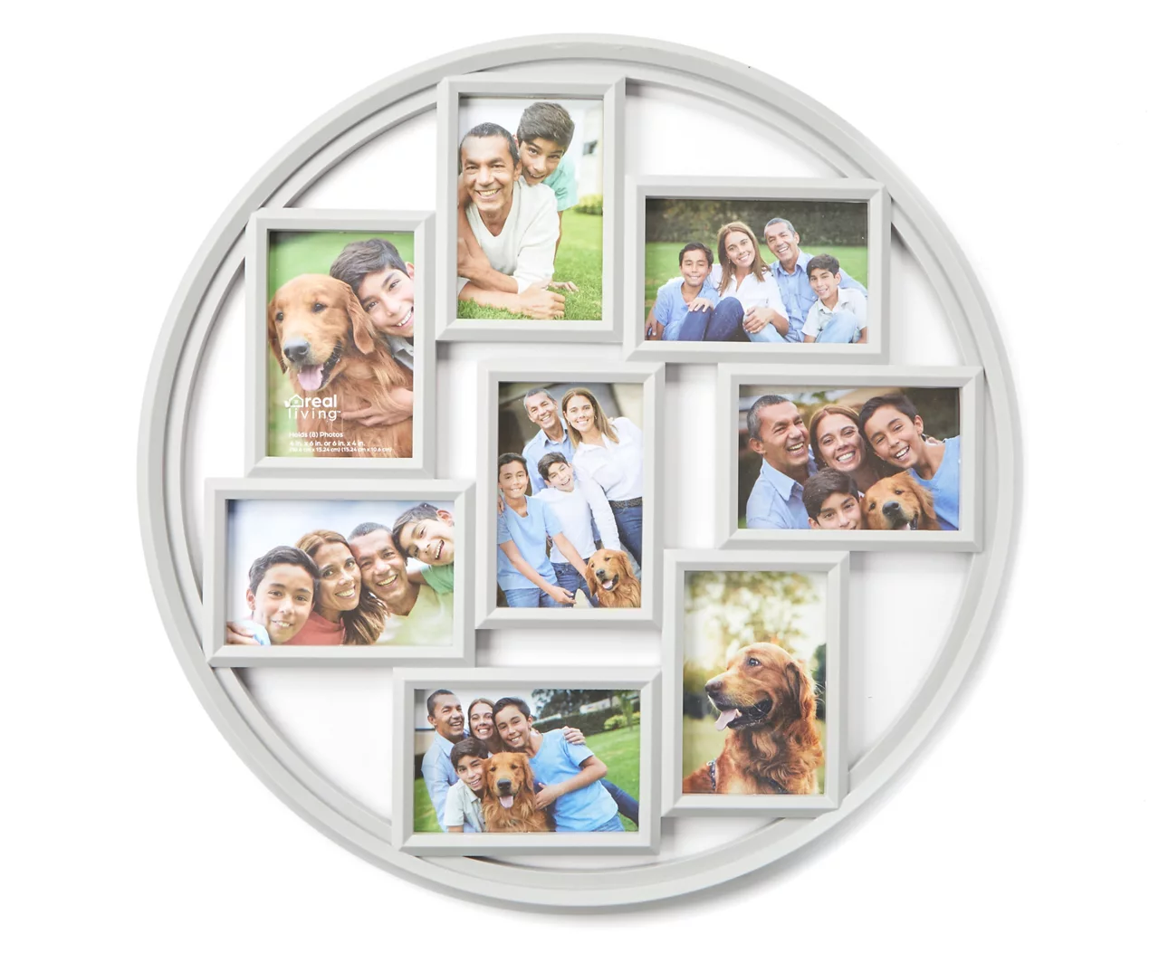 Gray Circle 8-Opening Collage Picture Frame, (4" X 6") 1 Gray Circle 8-Opening Collage Picture Frame, (4" X 6")