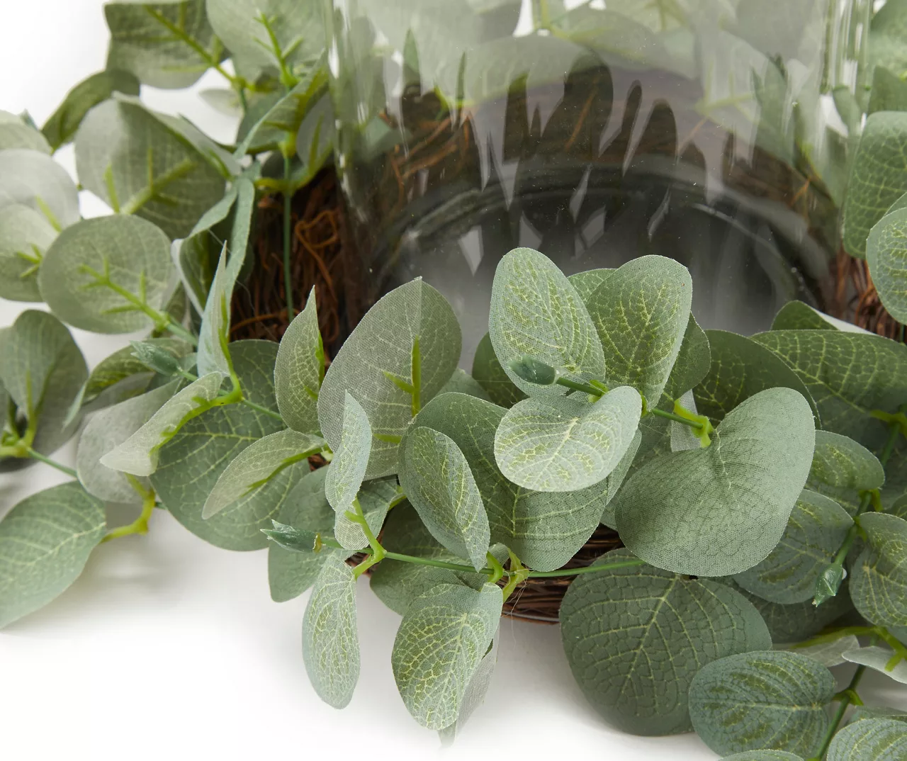 Glass Hurricane With Greenery 2 Glass Hurricane With Greenery - Image 2