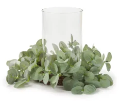 Glass Hurricane With Greenery