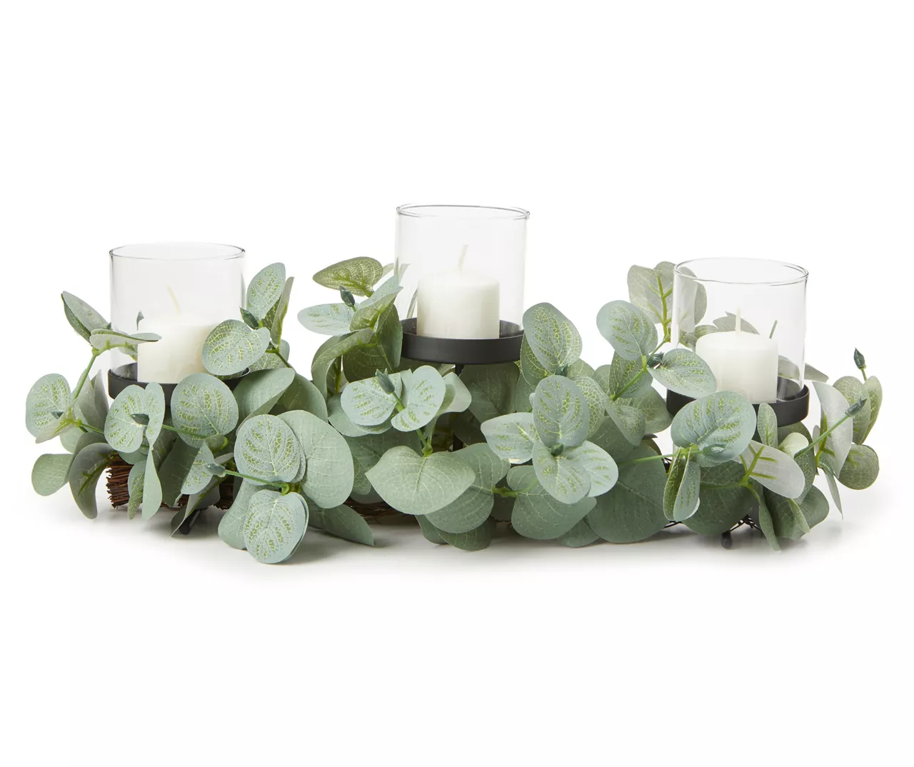 Glass 3-Tier Votive Candle Holder With Greenery 1 Glass 3-Tier Votive Candle Holder With Greenery