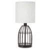 Black Wire Cage Table Lamp With Bulb