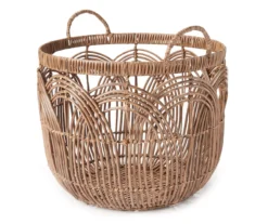 Brown Woven Round Paper & Resin Basket