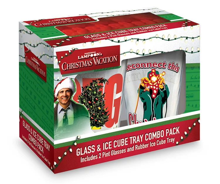 National Lampoon's Christmas Vacation 3-Piece Pint Glass & Ice Cube Tray Set 1 National Lampoon's Christmas Vacation 3-Piece Pint Glass & Ice Cube Tray Set