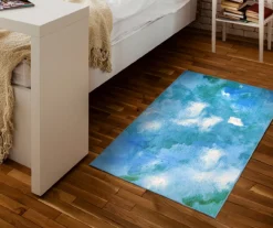 My Magic Carpet Watercolor Aqua Blue Washable Area Rug -Cuisinart Store 810537693 2