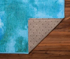My Magic Carpet Watercolor Aqua Blue Washable Area Rug -Cuisinart Store 810537693 4