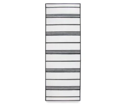 My Magic Carpet Stripe Black & White Washable Runner, (2'6" X 7')