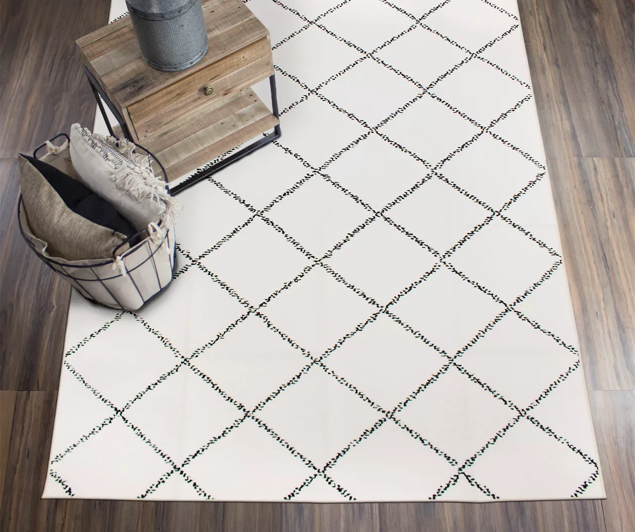 My Magic Carpet Medina Moroccan Diamond Ivory Washable Area Rug, (5' X 7') 2 My Magic Carpet Medina Moroccan Diamond Ivory Washable Area Rug, (5' X 7') - Image 2