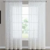 Finch Gray Geometric Crushed Voile Sheer Curtain Panel, (84")