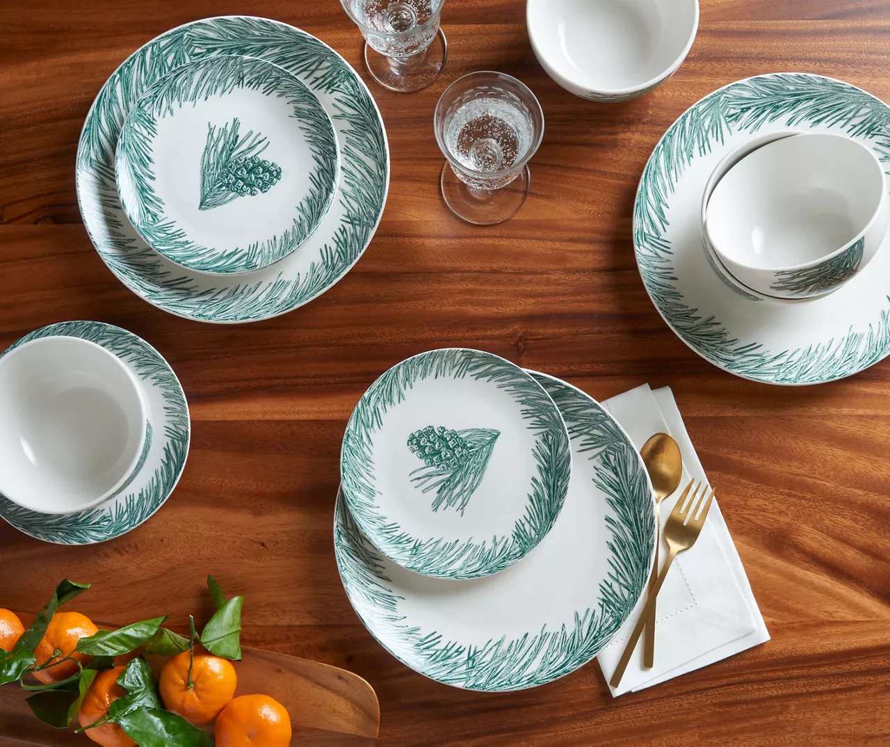 Blue & Ivory Pine Cone 12-Piece Dinnerware Set 2 Blue & Ivory Pine Cone 12-Piece Dinnerware Set - Image 2