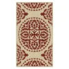 Red & White Medallion Accent Rug, (20" X 34")