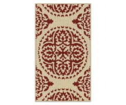 Red & White Medallion Accent Rug, (20" X 34")
