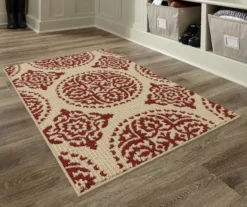 Red & White Medallion Accent Rug, (30" X 46") -Cuisinart Store 810539128 1
