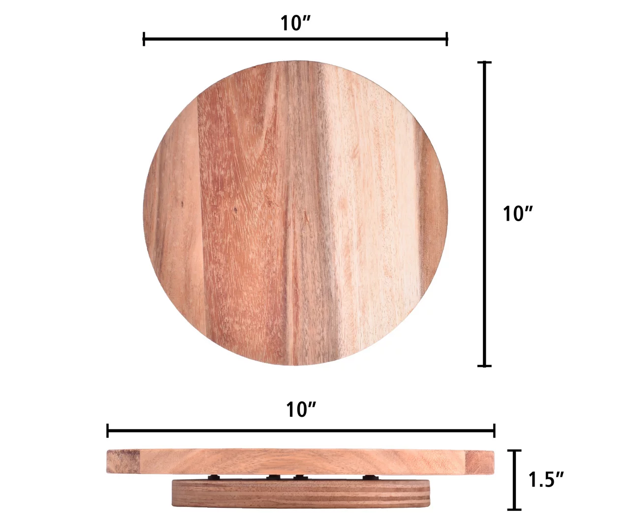 Acacia Wood Lazy Susan, (10") 3 Acacia Wood Lazy Susan, (10") - Image 3