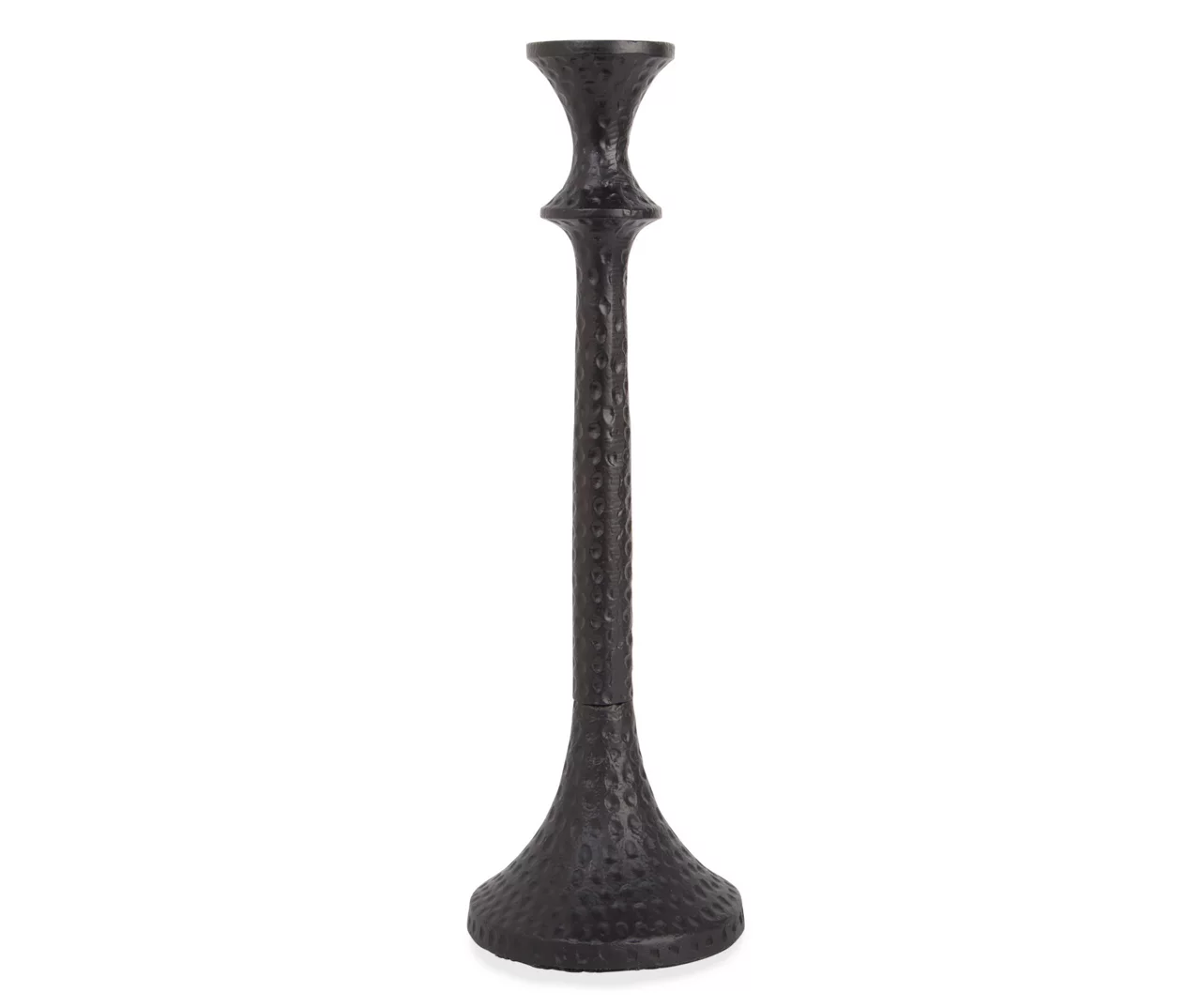 Black Hammered Metal Taper Candle Holder, (14") 1 Black Hammered Metal Taper Candle Holder, (14")