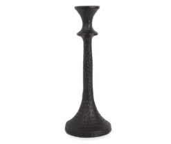 Black Hammered Metal Taper Candle Holder, (12")