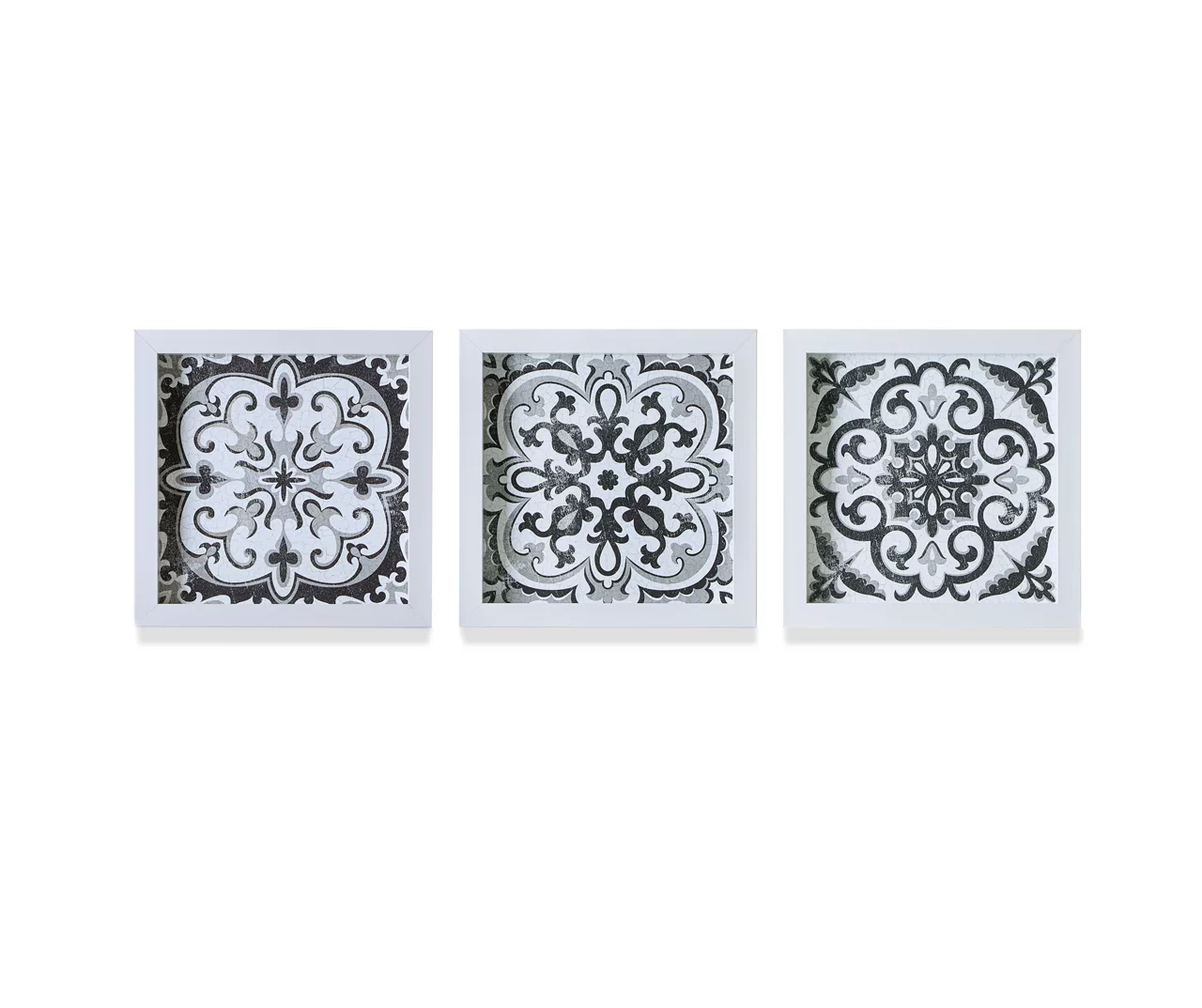 Black & White Tiles 3-Piece Gel-Coated Wall Art Set 1 Black & White Tiles 3-Piece Gel-Coated Wall Art Set