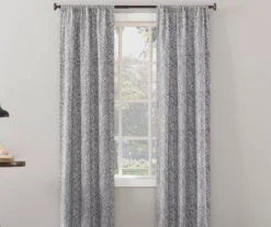 Gray Geometric Quill Blackout Rod Pocket Curtain Panel, (84")