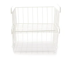 White Hanging Stackable Storage Basket, 2-Pack 5 White Hanging Stackable Storage Basket, 2-Pack -Cuisinart Store 810542670 2