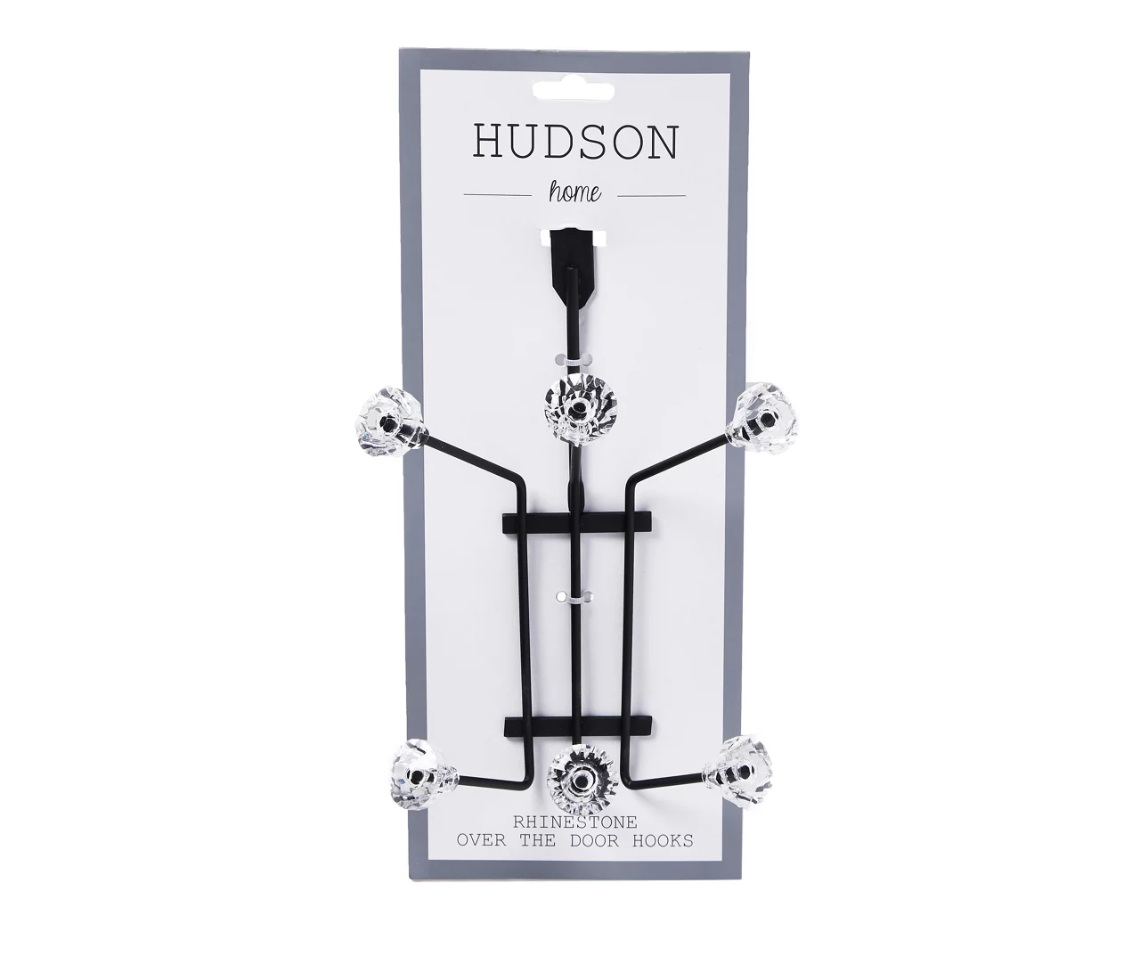 Hudson Home Black Crystal Over-The-Door 6-Hook Rack 1 Hudson Home Black Crystal Over-The-Door 6-Hook Rack