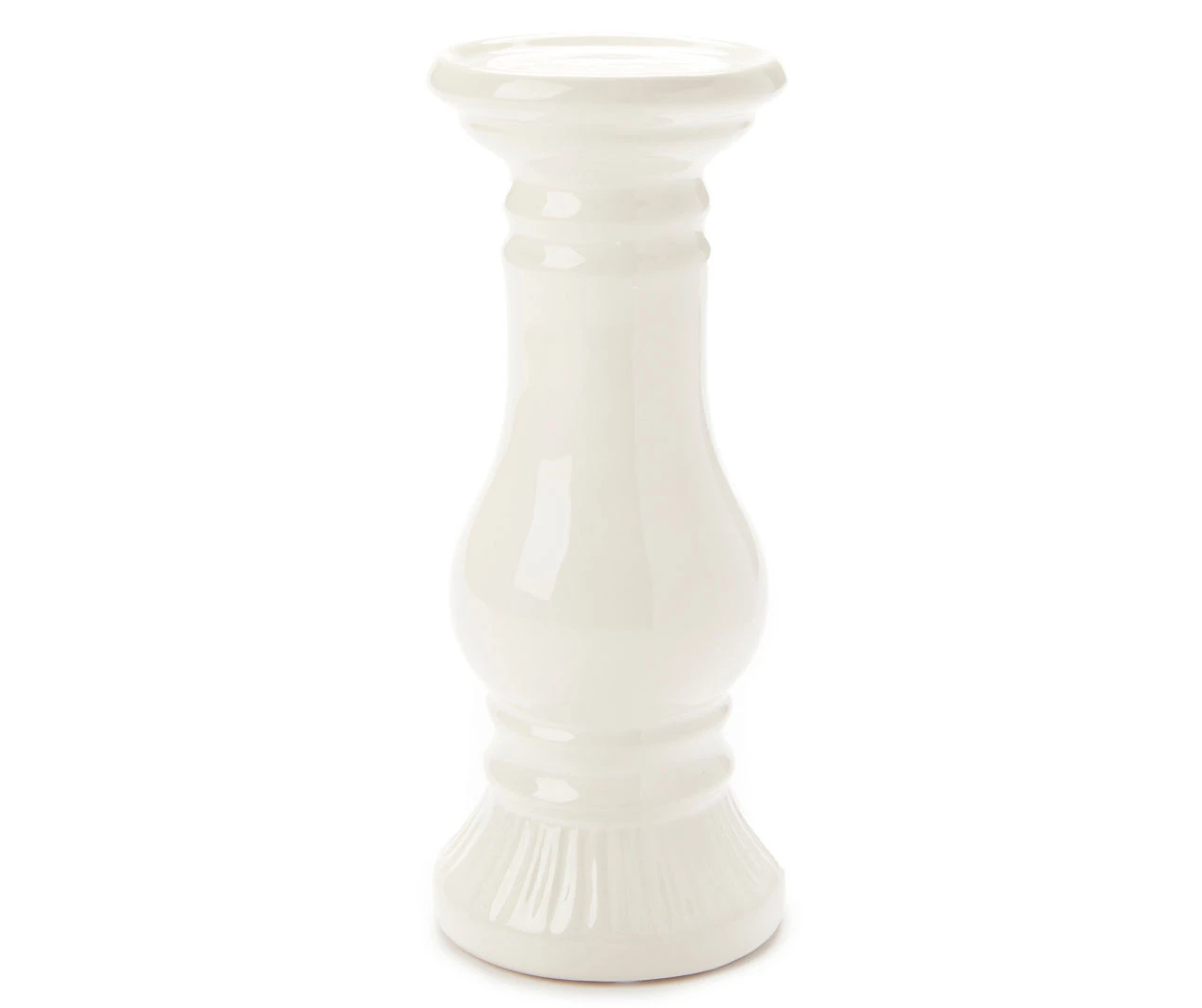 Ivory Ceramic Pillar Candle Holder, (10") 1 Ivory Ceramic Pillar Candle Holder, (10")