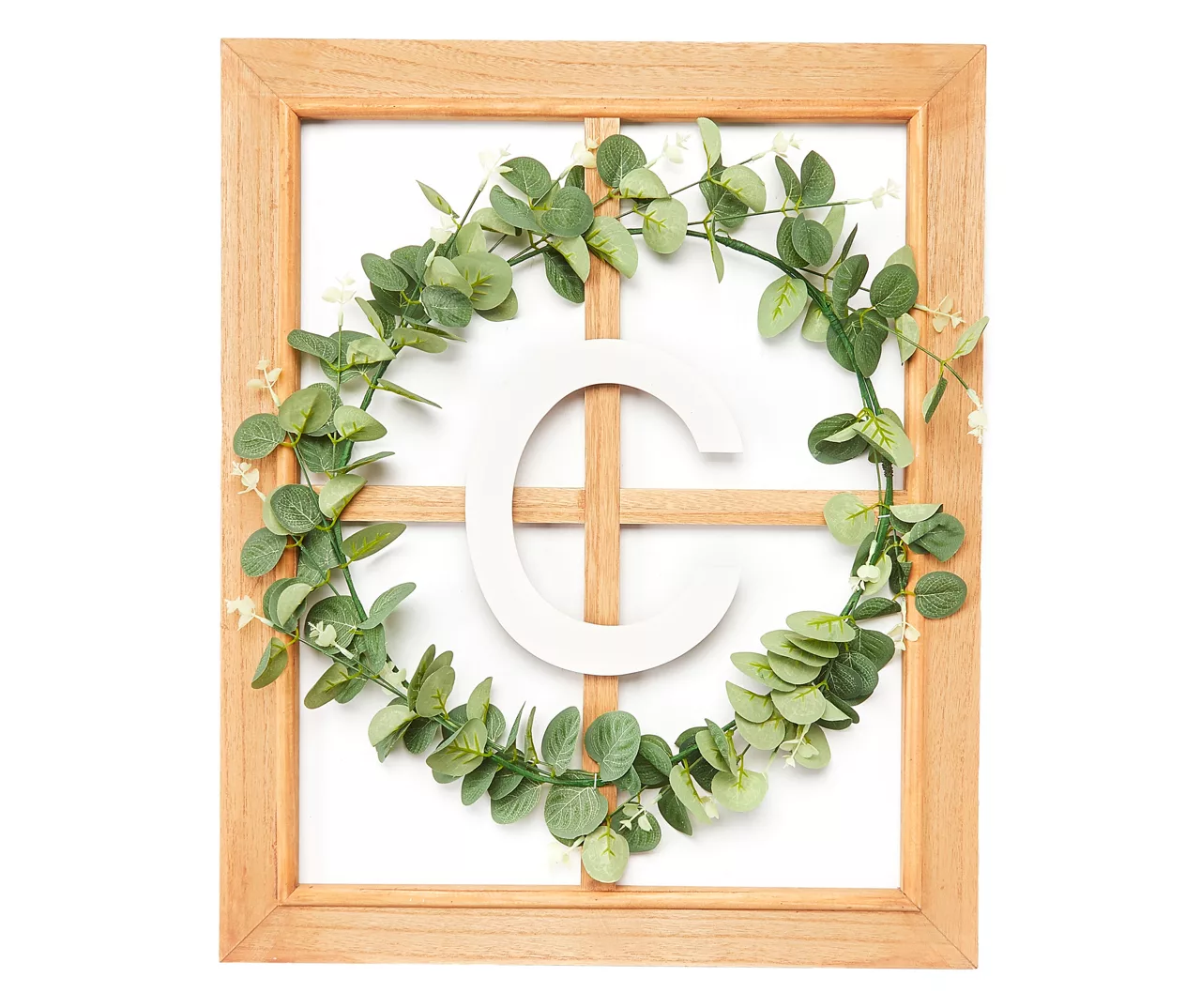 Monogram Framed Windowpane Plaque With Greenery Wreath 2 Monogram Framed Windowpane Plaque With Greenery Wreath - Image 2