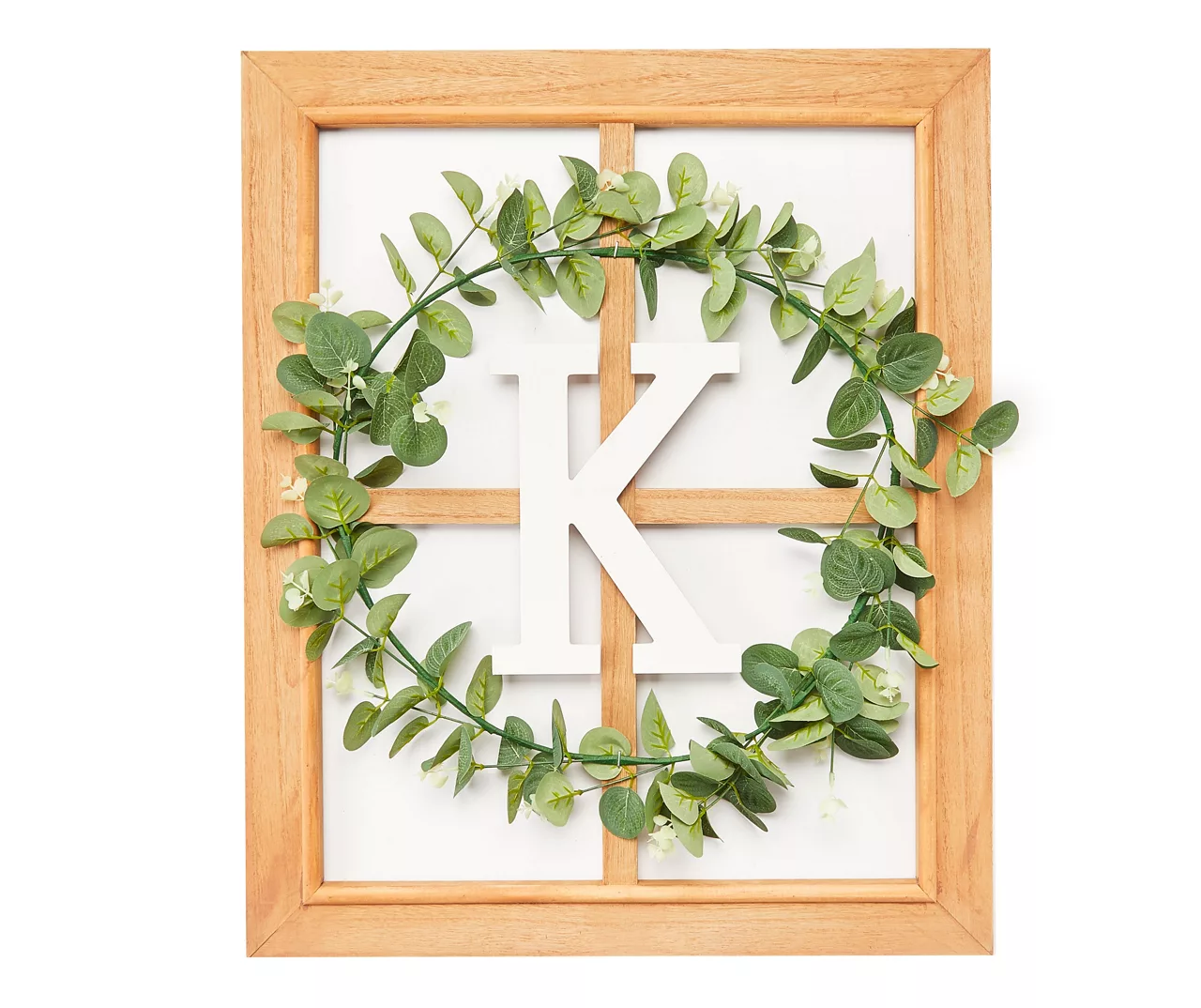 Monogram Framed Windowpane Plaque With Greenery Wreath 4 Monogram Framed Windowpane Plaque With Greenery Wreath - Image 4
