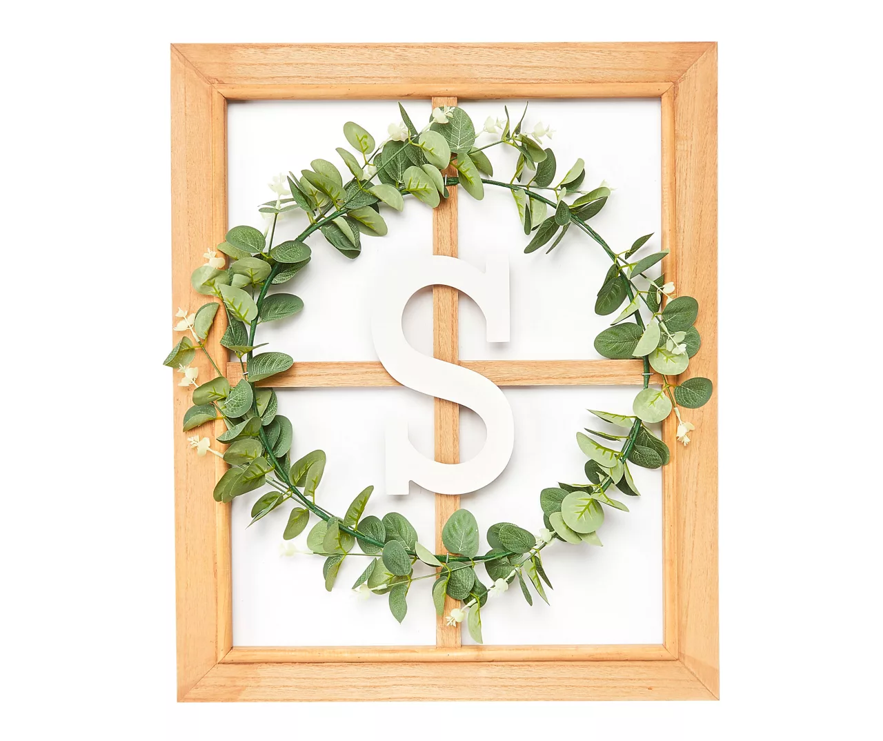 Monogram Framed Windowpane Plaque With Greenery Wreath 6 Monogram Framed Windowpane Plaque With Greenery Wreath - Image 6