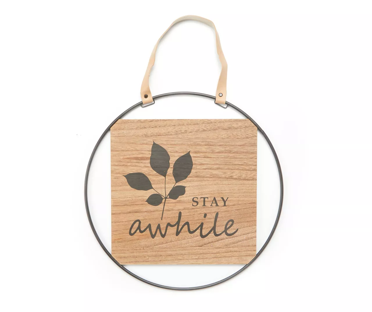 "Stay Awhile" Brown & Black Round Hanging Wall Plaque 1 "Stay Awhile" Brown & Black Round Hanging Wall Plaque