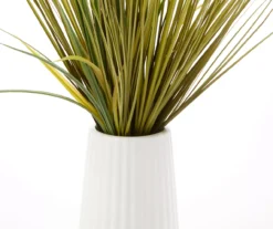 25" Green Grass In White Ripple Round Ceramic Pot -Cuisinart Store 810545148 1