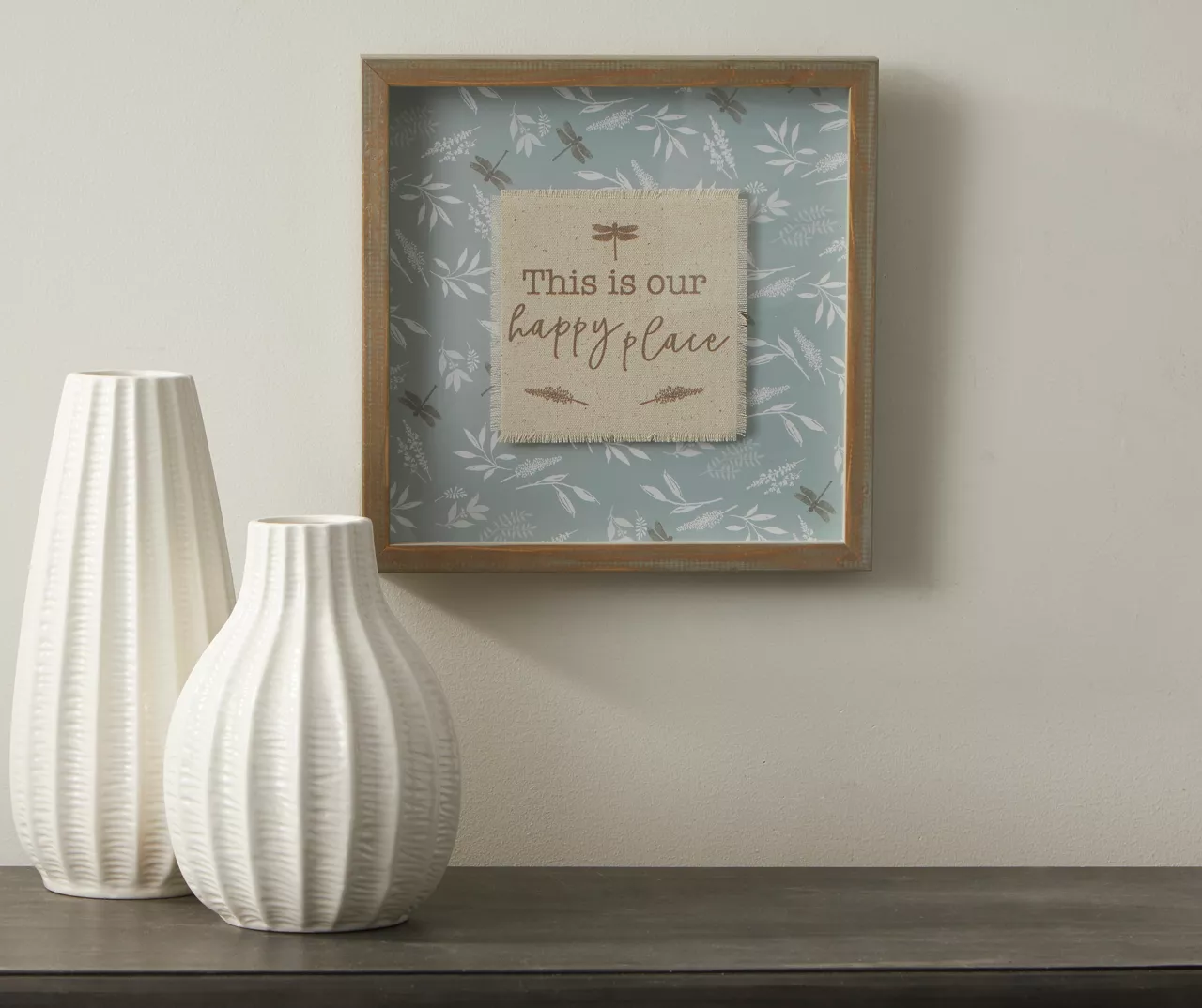 "This Is Our Happy Place" Blue & Brown Dragonfly Botanical Framed Wall Plaque 3 "This Is Our Happy Place" Blue & Brown Dragonfly Botanical Framed Wall Plaque - Image 3