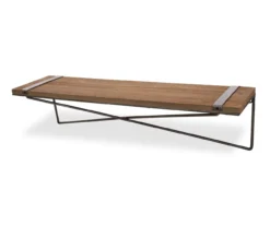 Natural Brown & Black Cross-Bar Wall Shelf, (31.5")