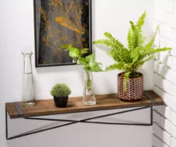 Natural Brown & Black Cross-Bar Wall Shelf, (31.5") -Cuisinart Store 810546436 9