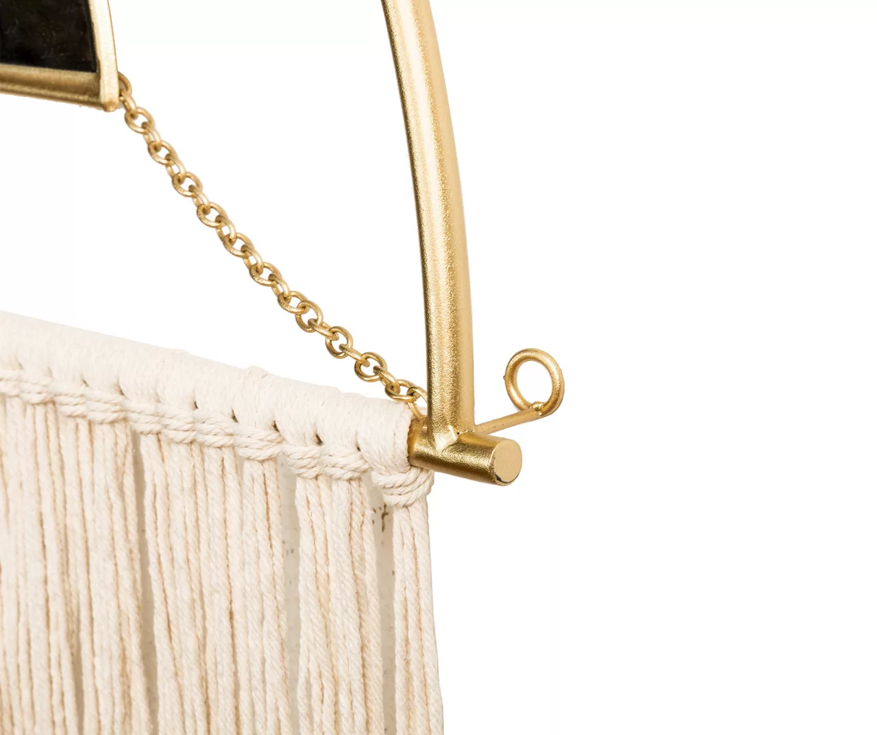 Brown Tassel-Accent Suspended Boho Semicircle Wall Mirror, (67.75") 8 Brown Tassel-Accent Suspended Boho Semicircle Wall Mirror, (67.75") - Image 8