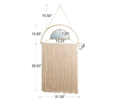 Brown Tassel-Accent Suspended Boho Semicircle Wall Mirror, (67.75") 17 Brown Tassel-Accent Suspended Boho Semicircle Wall Mirror, (67.75") -Cuisinart Store 810546453 6
