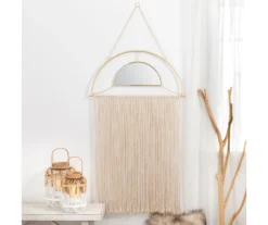 Brown Tassel-Accent Suspended Boho Semicircle Wall Mirror, (67.75") 12 Brown Tassel-Accent Suspended Boho Semicircle Wall Mirror, (67.75") -Cuisinart Store 810546453 7