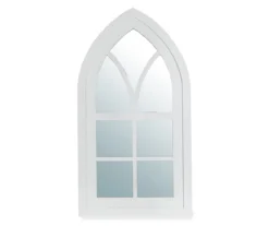White Arching Windowpane Wall Mirror, (40.16")