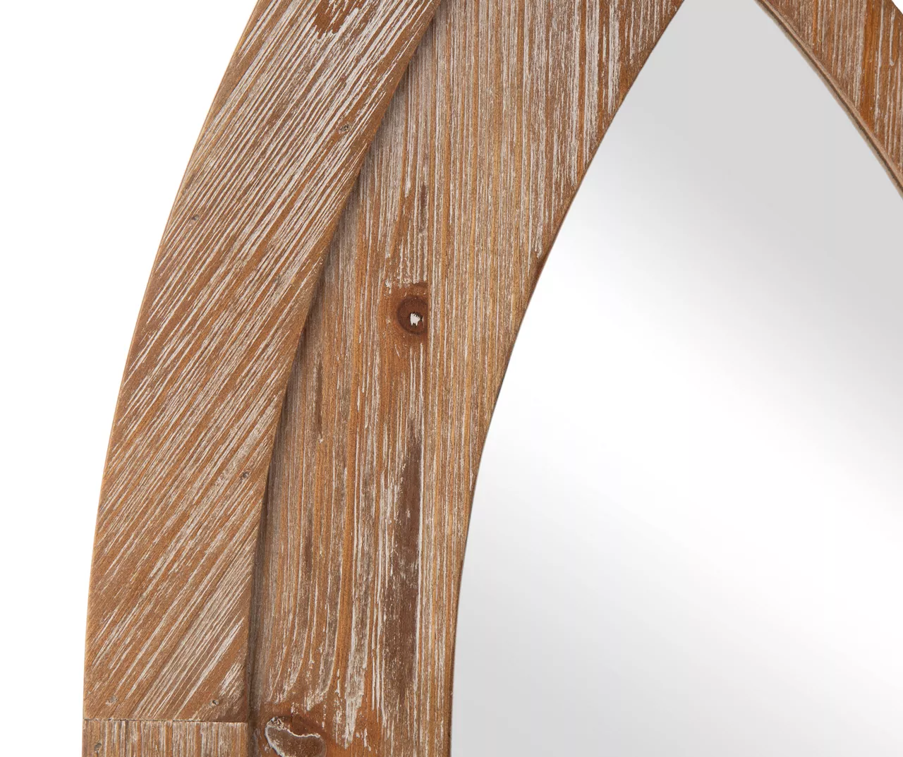 Natural Brown Arching Windowpane Wall Mirror, (40.16") 4 Natural Brown Arching Windowpane Wall Mirror, (40.16") - Image 4