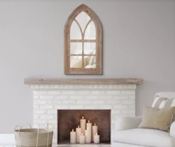 Natural Brown Arching Windowpane Wall Mirror, (40.16") 13 Natural Brown Arching Windowpane Wall Mirror, (40.16") -Cuisinart Store 810546463 8