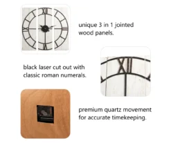 Black & White Distressed Roman Numeral 3-Piece Farmhouse Wall Clock Set, (31.5") 10 Black & White Distressed Roman Numeral 3-Piece Farmhouse Wall Clock Set, (31.5") -Cuisinart Store 810546473 3