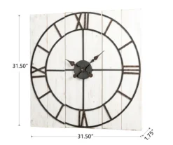 Black & White Distressed Roman Numeral 3-Piece Farmhouse Wall Clock Set, (31.5") 12 Black & White Distressed Roman Numeral 3-Piece Farmhouse Wall Clock Set, (31.5") -Cuisinart Store 810546473 5